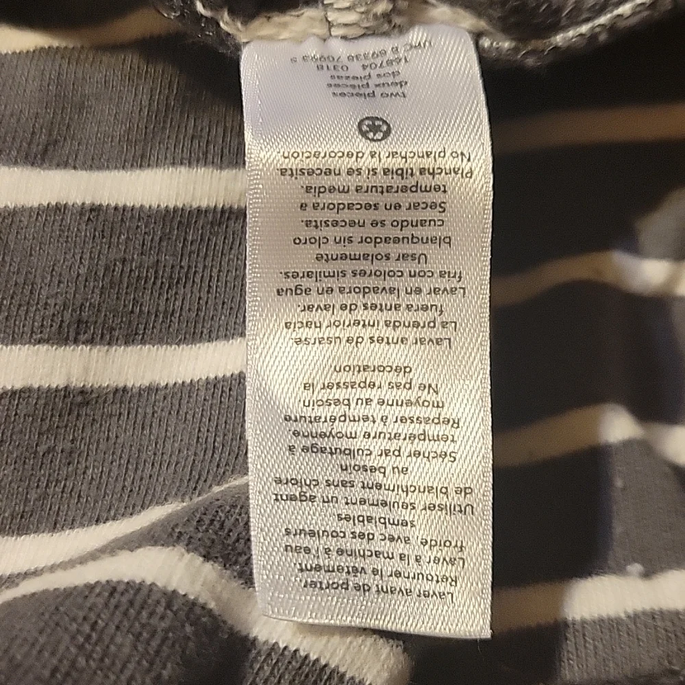 Carter's Infant Pants Gray White Stripe Knitted Cuffs Drawstring Elastic